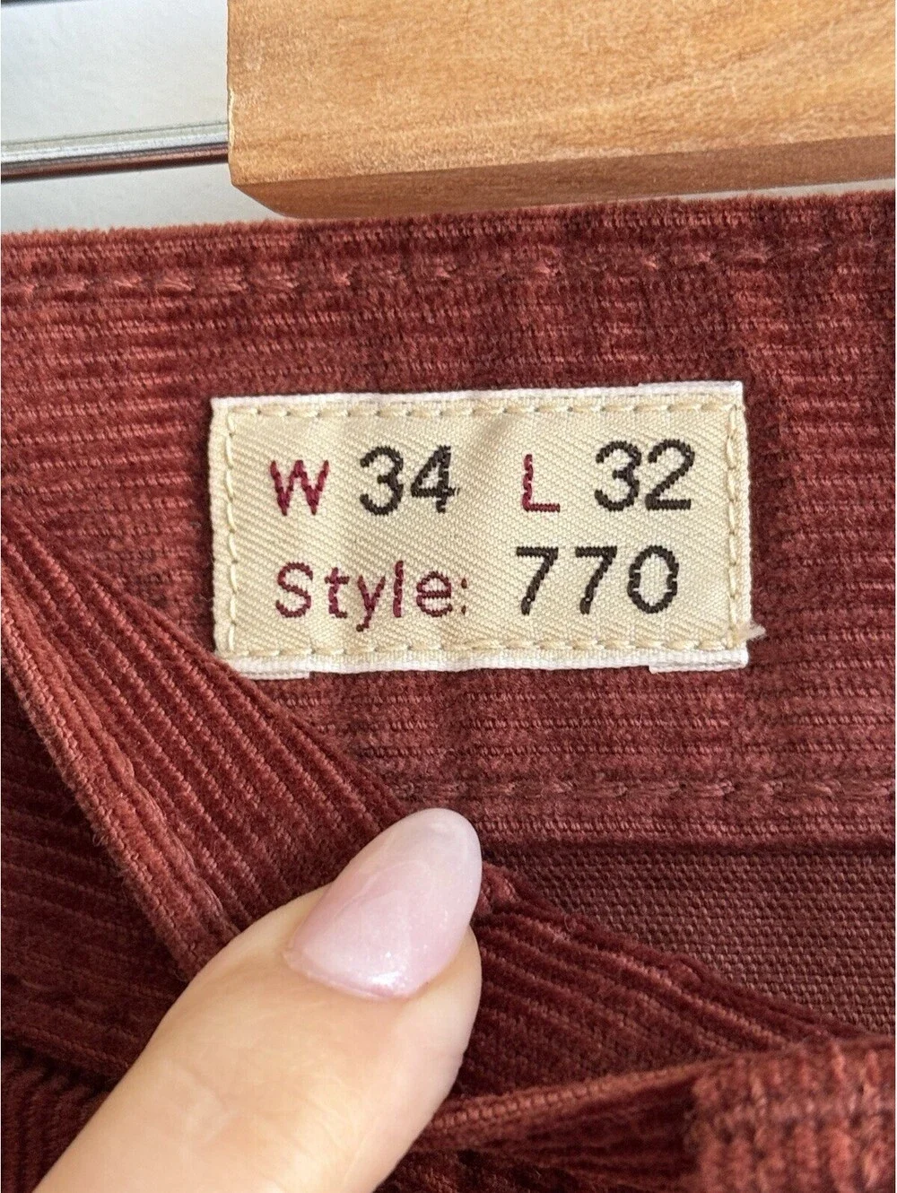 J.Crew 770 Straight Fit Corduroy Pants Rust Brown 34x32 100% Cotton